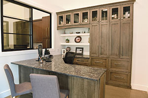 Traditional oak cabinetry in showroom
