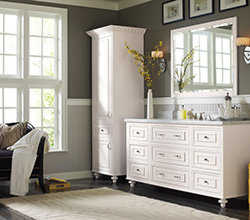 Omega Cabinetry  Style: Beckwith Traditional  Material: Maple  Finish: Pure White